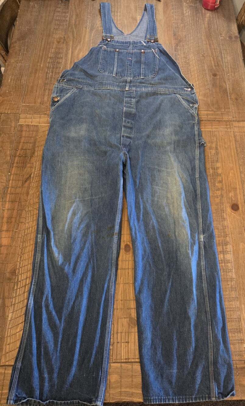VTG Montgomery Ward Overalls Mens Blue Denim Workwear Carpenter Painter Farm